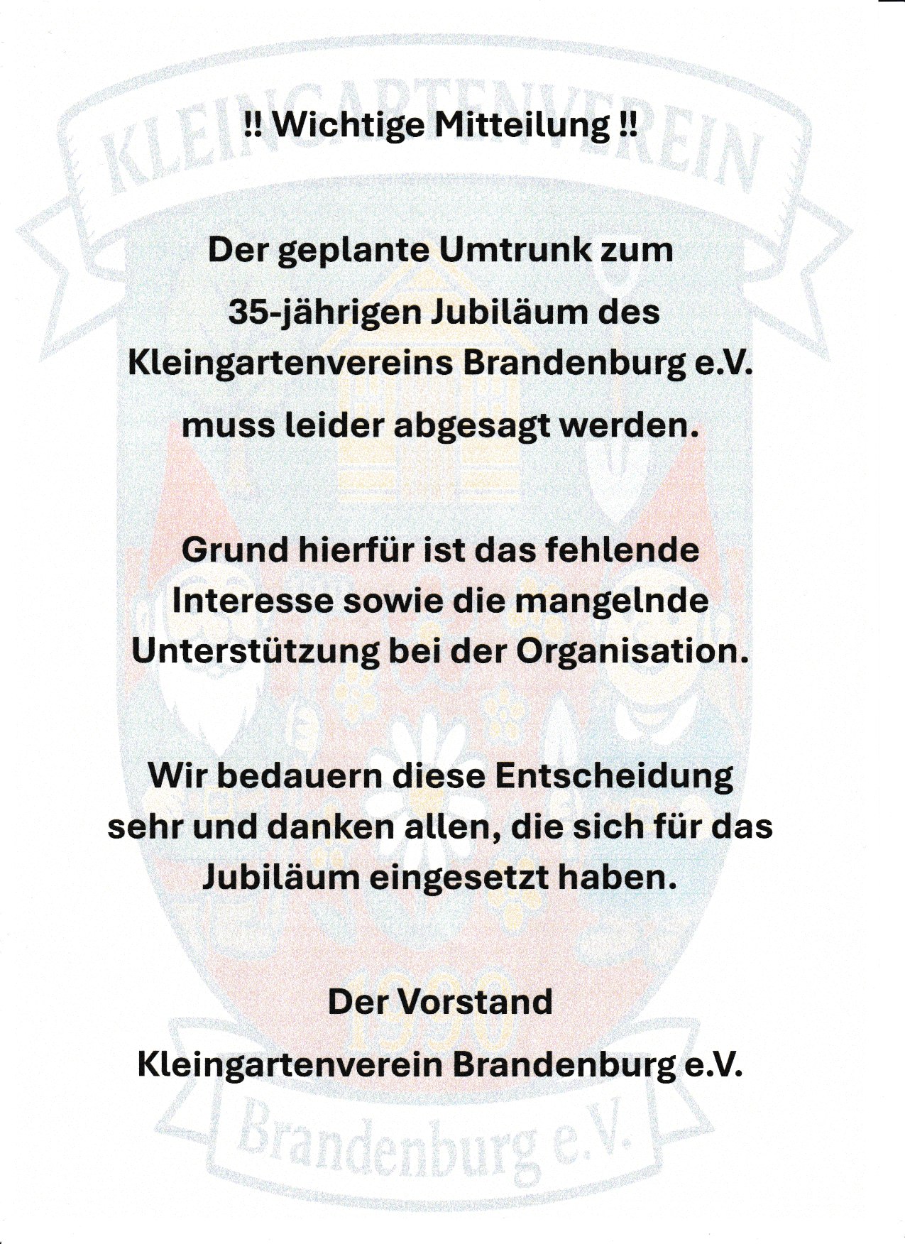 Absage des Umtrunks (Bild)